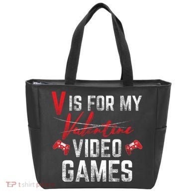 V Is For Video Games Funny Valentines Day Tote Bag