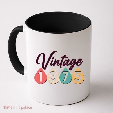 Vintage 1975 50th Birthday Retro Teardrop Design Coffee Mug