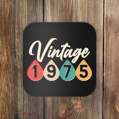 Vintage 1975 50th Birthday Retro Teardrop Design Coaster