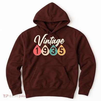 Vintage 1935 90th Birthday Retro Teardrop Design Hoodie