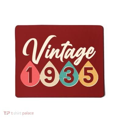 Vintage 1935 90th Birthday Retro Teardrop Design Mousepad