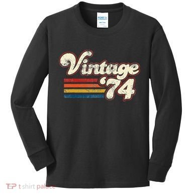 Vintage 1974 Birthday Kids Long Sleeve Shirt
