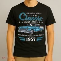 Vintage 1957 Birthday Classic Car For Legends Born In 1957 T-Shirt thumb 3