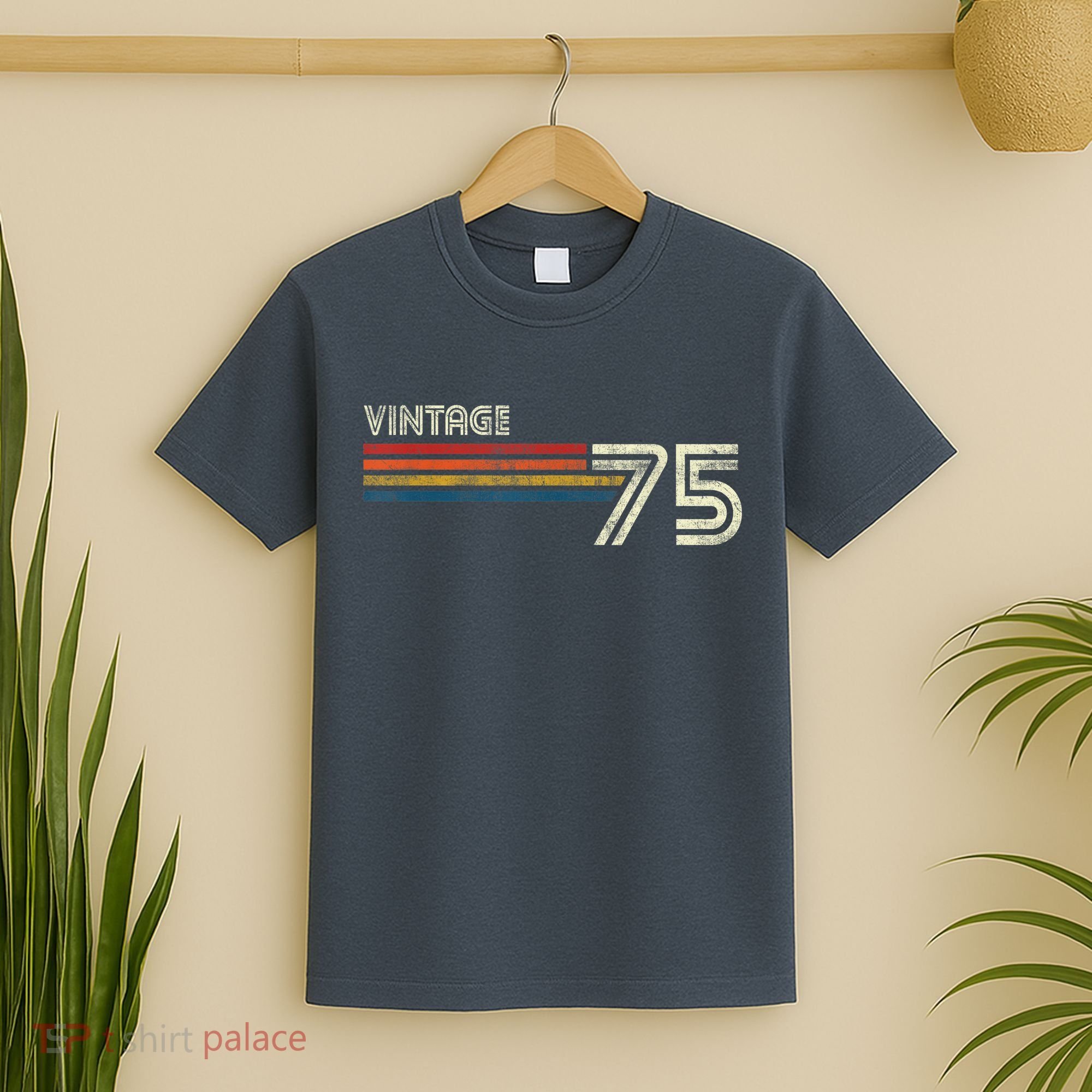 Vintage 1975 Chest Stripe 48 Birthday T-Shirt