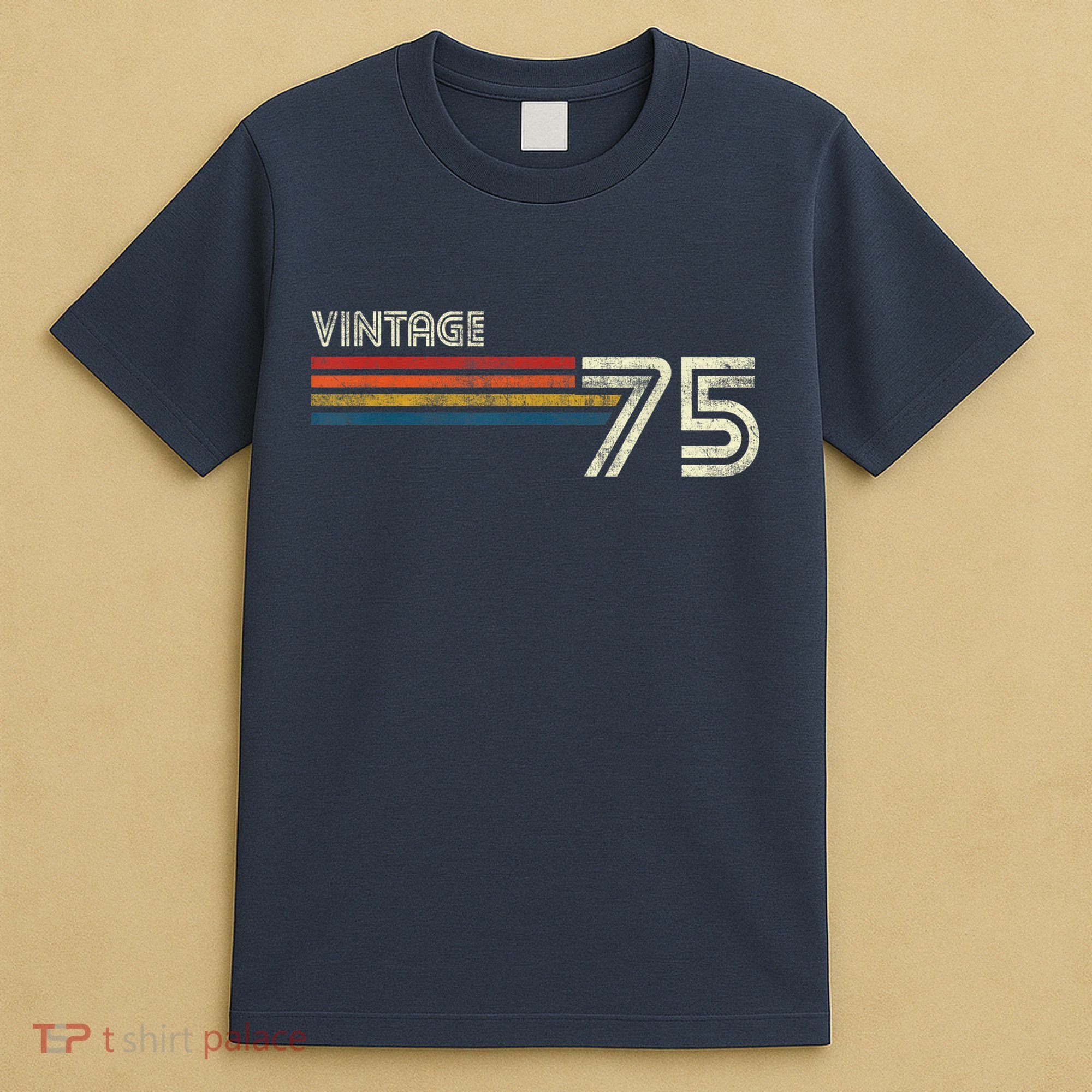 Vintage 1975 Chest Stripe 48 Birthday T-Shirt