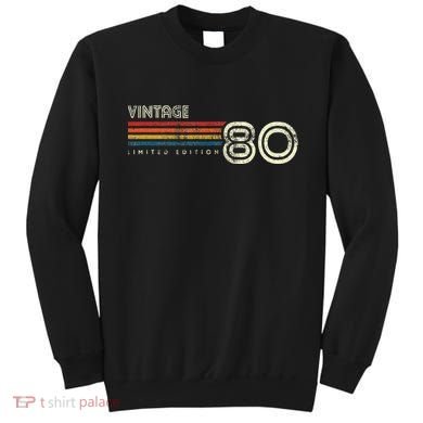 Vintage 1980 Chest Stripe Birthday Sweatshirt