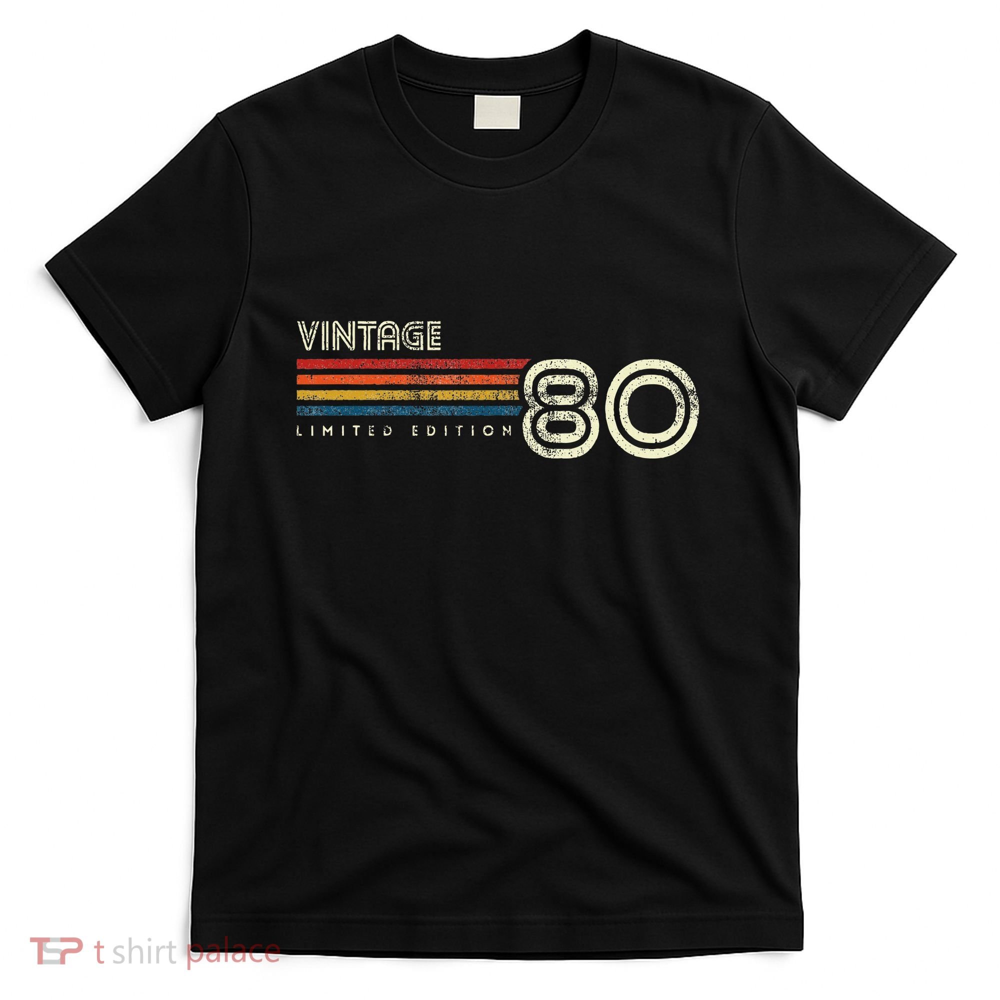 Vintage 1980 Chest Stripe Birthday T-Shirt