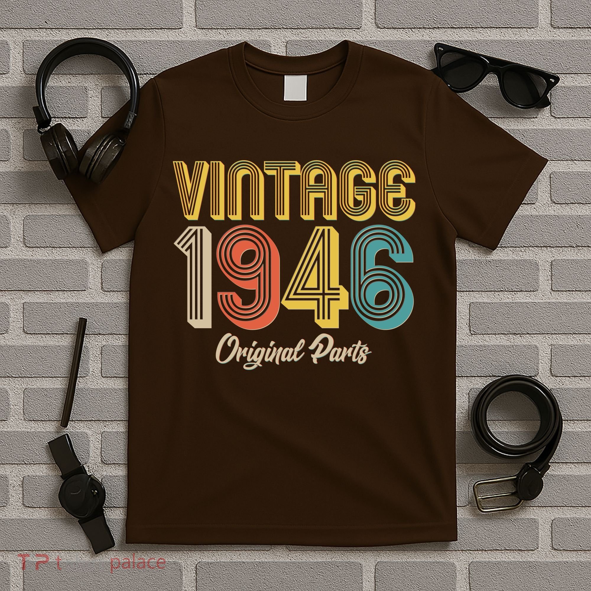 Vintage 1946 Original Parts Retro 80th Birthday  T-Shirt