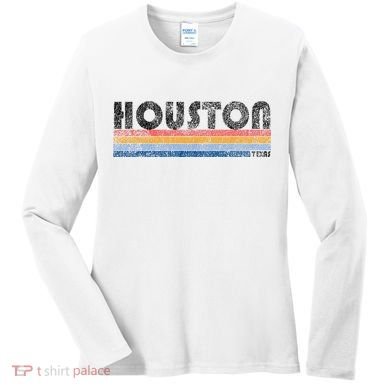 Vintage 1980s Style Houston Texas Women's Long Sleeve Shirt