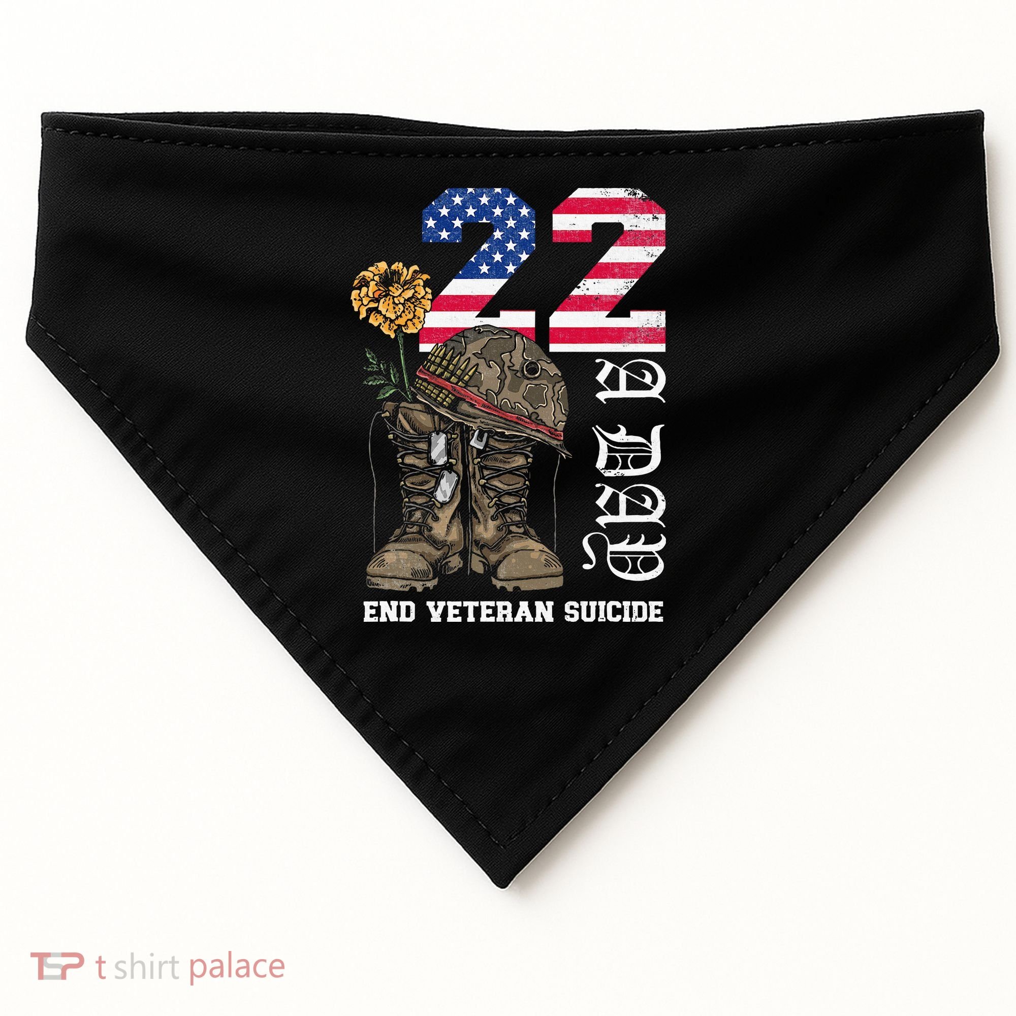 Veteran 22 A Day Take Their Lives End Veteran Suicide USA-Made Doggie Bandana
