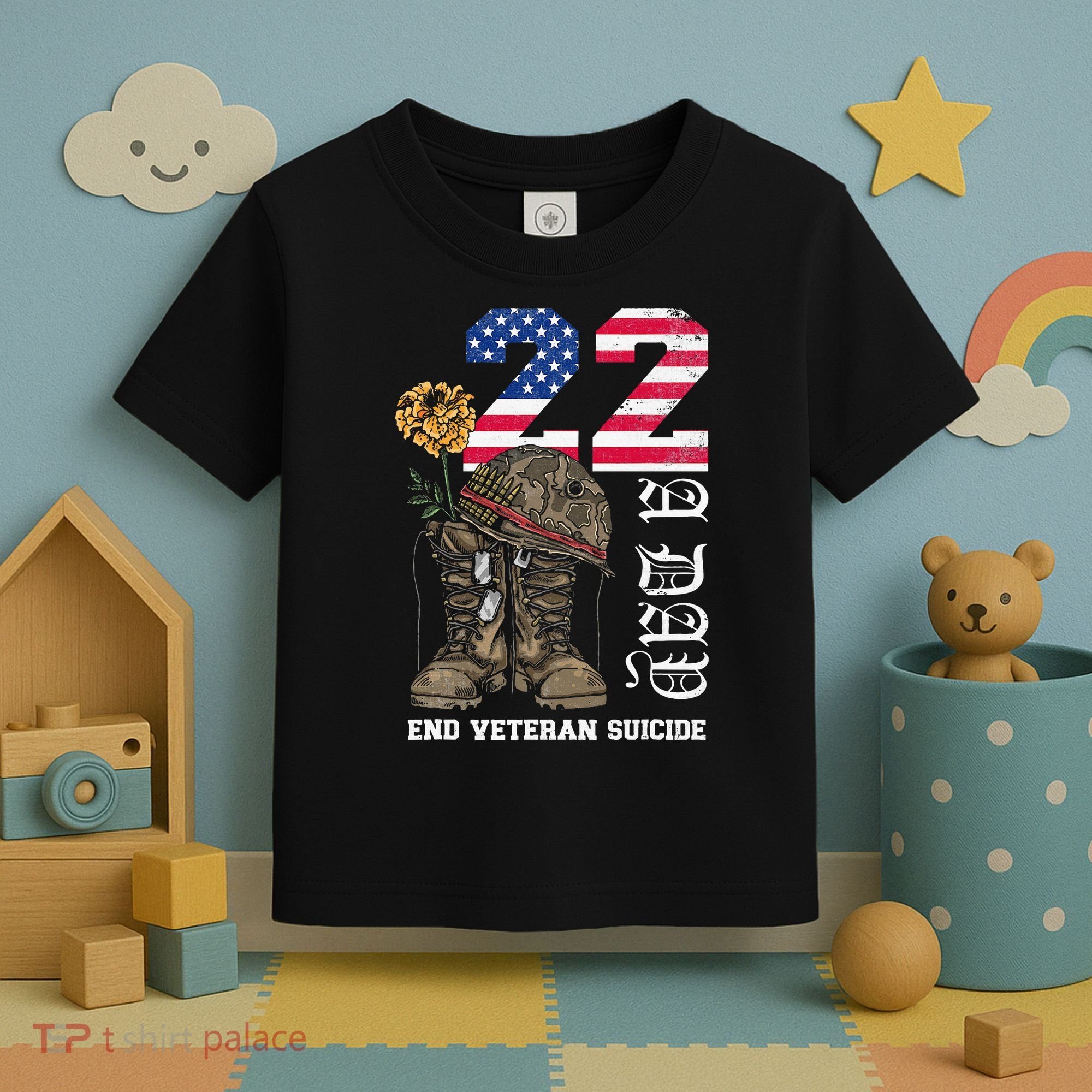 Veteran 22 A Day Take Their Lives End Veteran Suicide Toddler T-Shirt