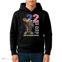 Veteran 22 A Day Take Their Lives End Veteran Suicide Kids Hoodie thumb 4