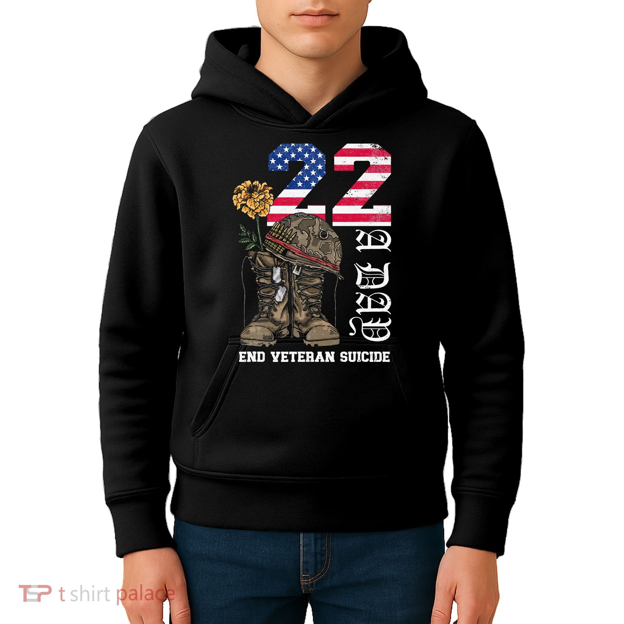 Veteran 22 A Day Take Their Lives End Veteran Suicide Kids Hoodie