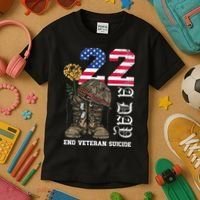 Veteran 22 A Day Take Their Lives End Veteran Suicide Kids T-Shirt thumb 3