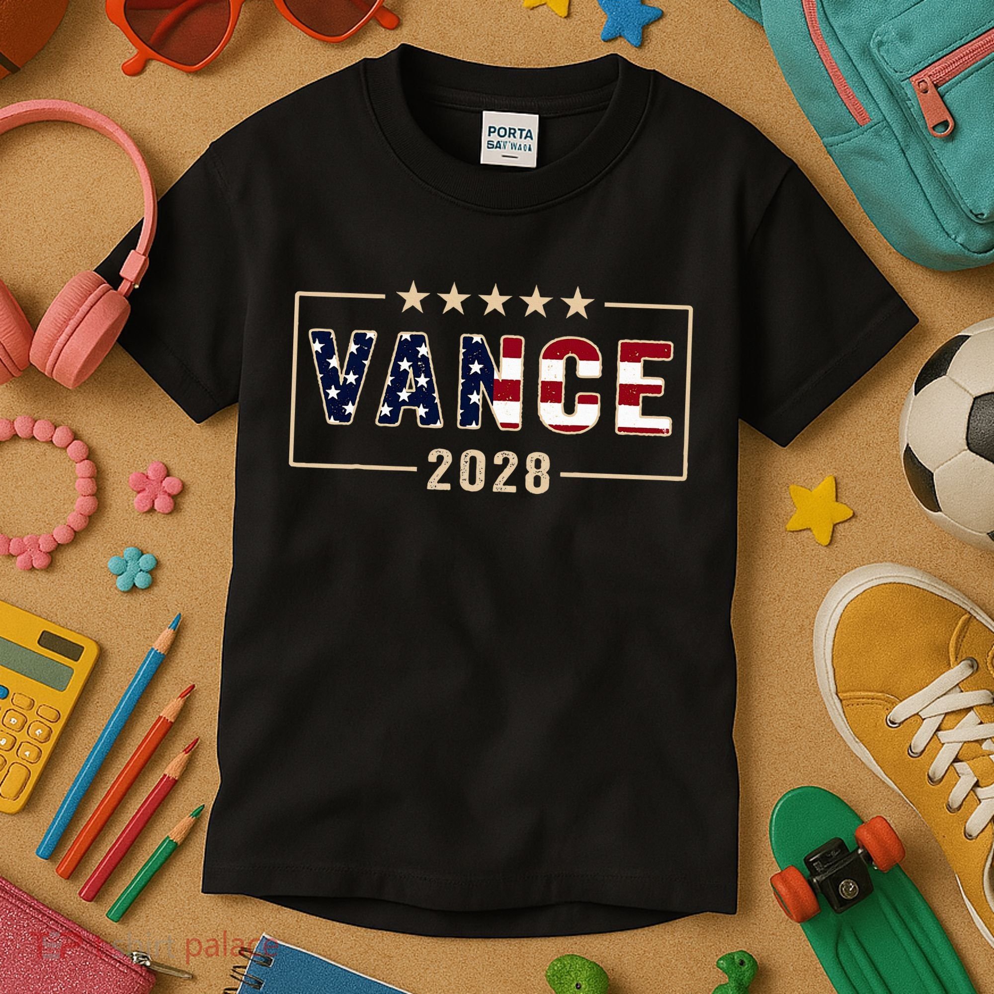 Vance 2028 J.D. Vance For President 28 Vance Flag Kids T-Shirt