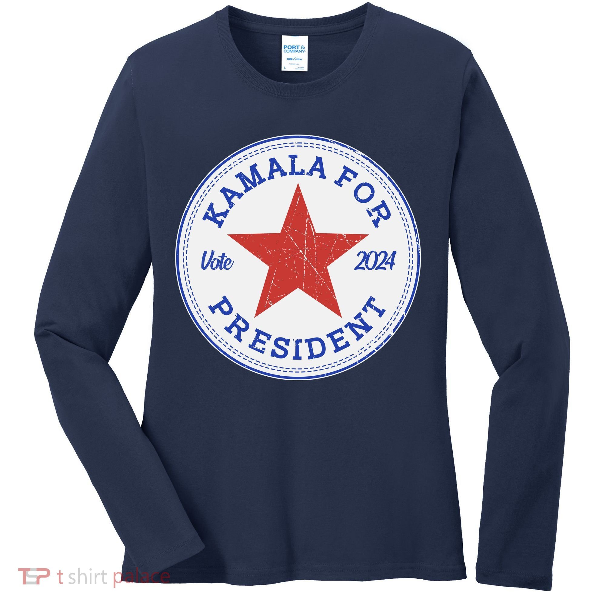 Vote 2024 Kamala For President Sneaker Logo Women's Long Sleeve Shirt