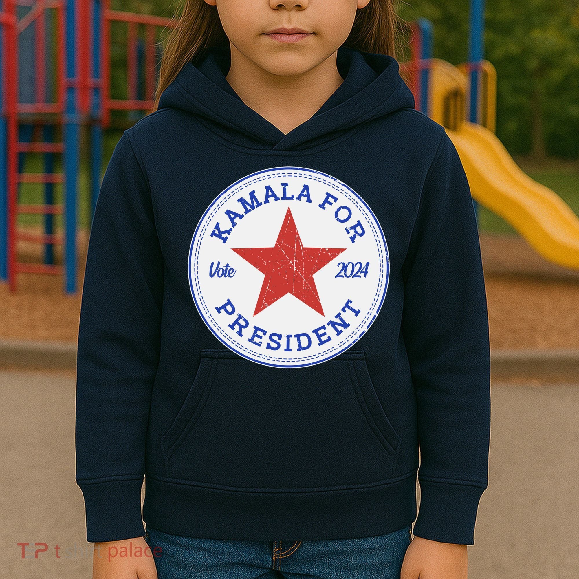 Vote 2024 Kamala For President Sneaker Logo Kids Hoodie