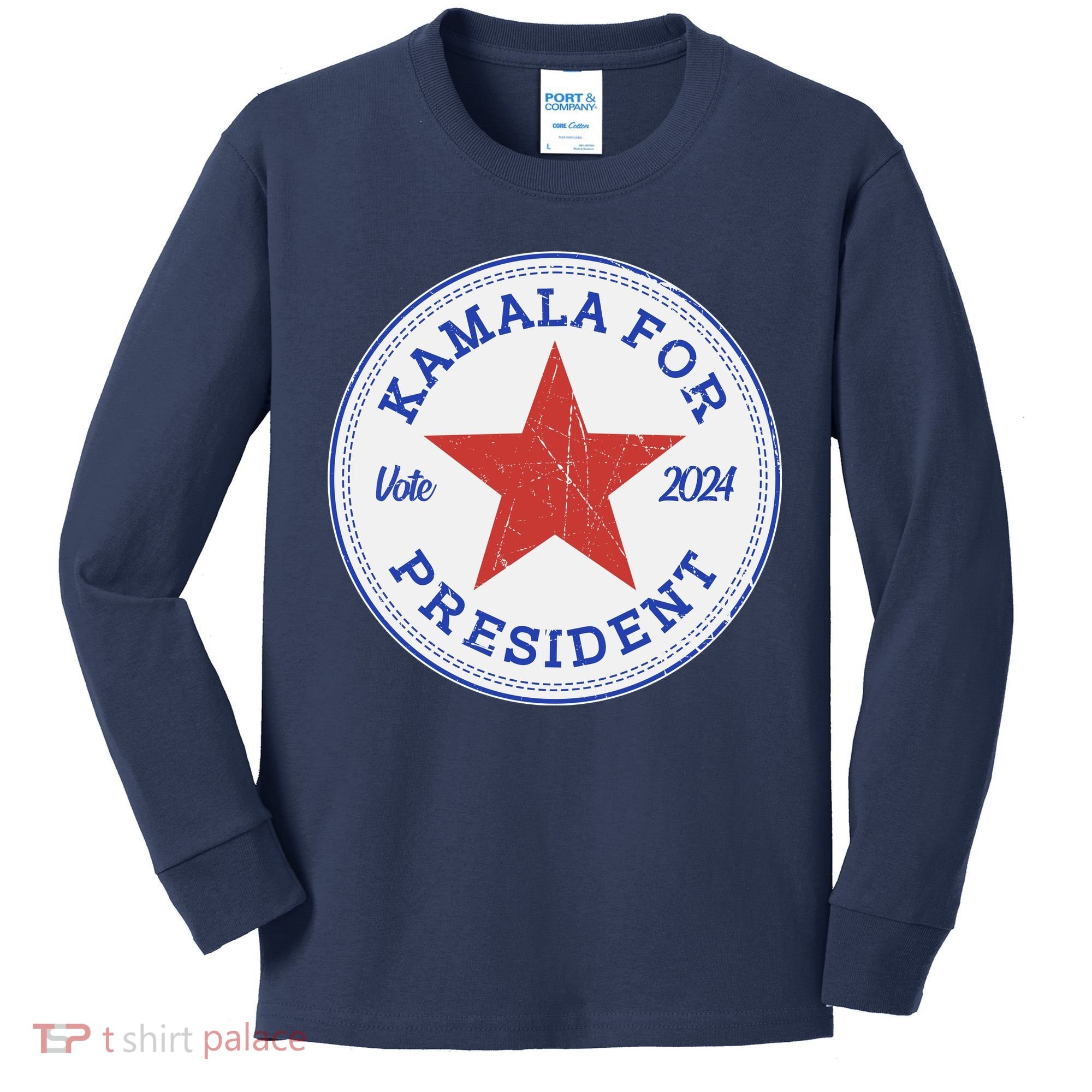 Vote 2024 Kamala For President Sneaker Logo Kids Long Sleeve Shirt