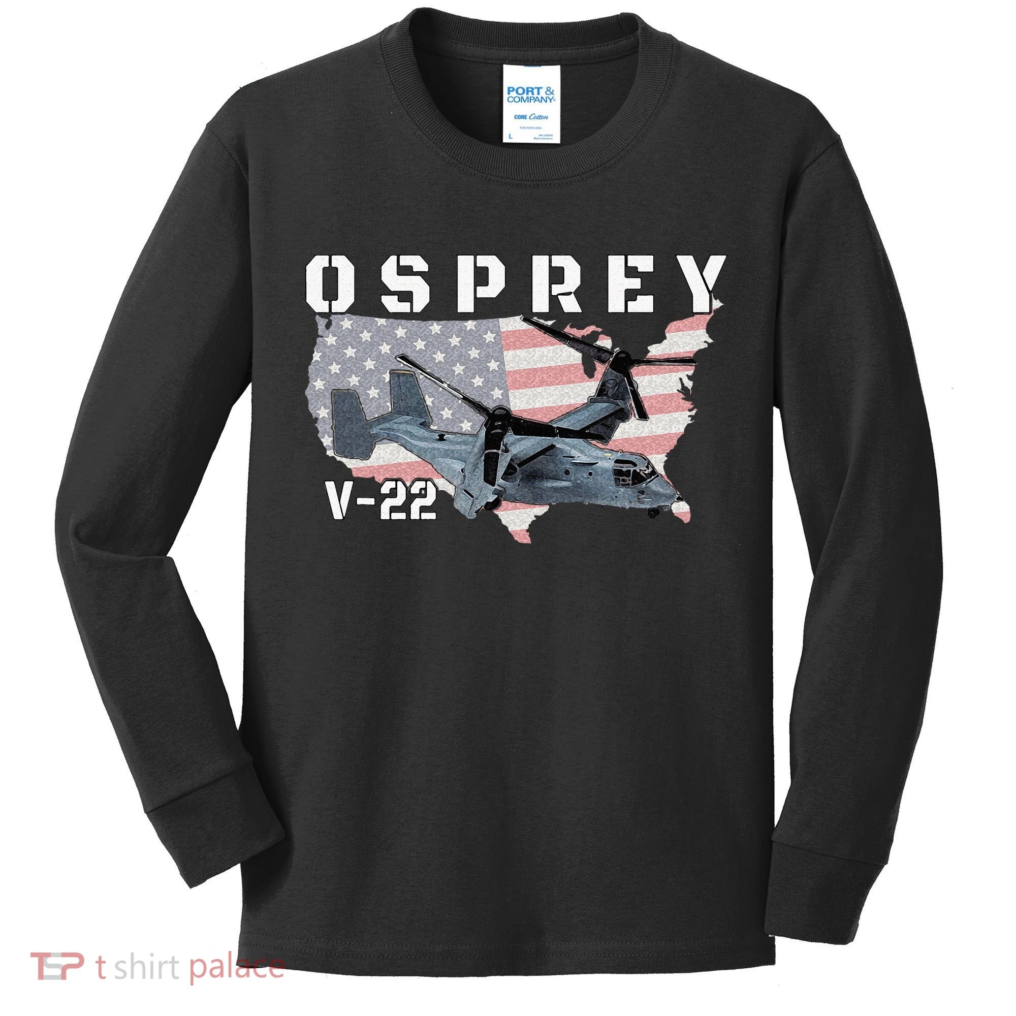 V 22 Osprey Tiltrotor Military Aircraft Helicopter MV 22 Kids Long Sleeve Shirt