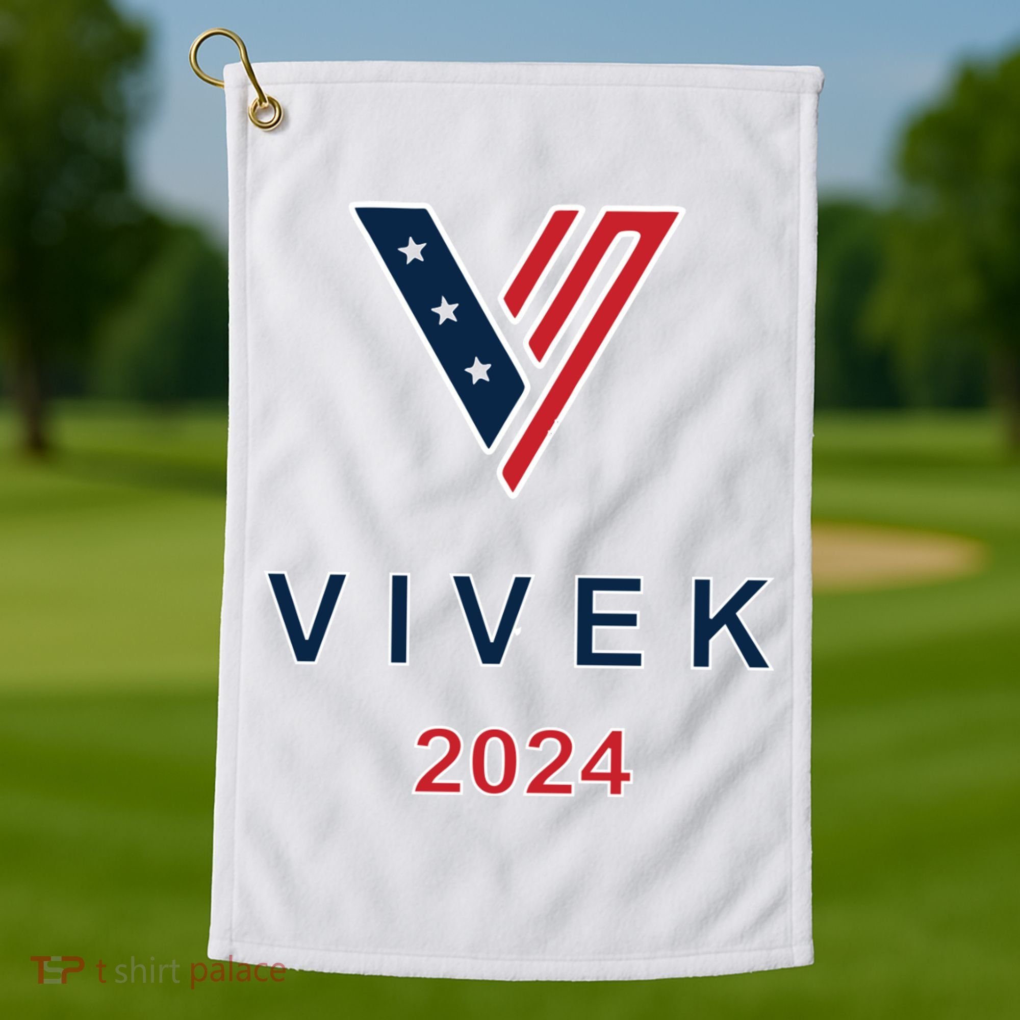 Vivek 2024 Pocket Print Logo Golf Towel