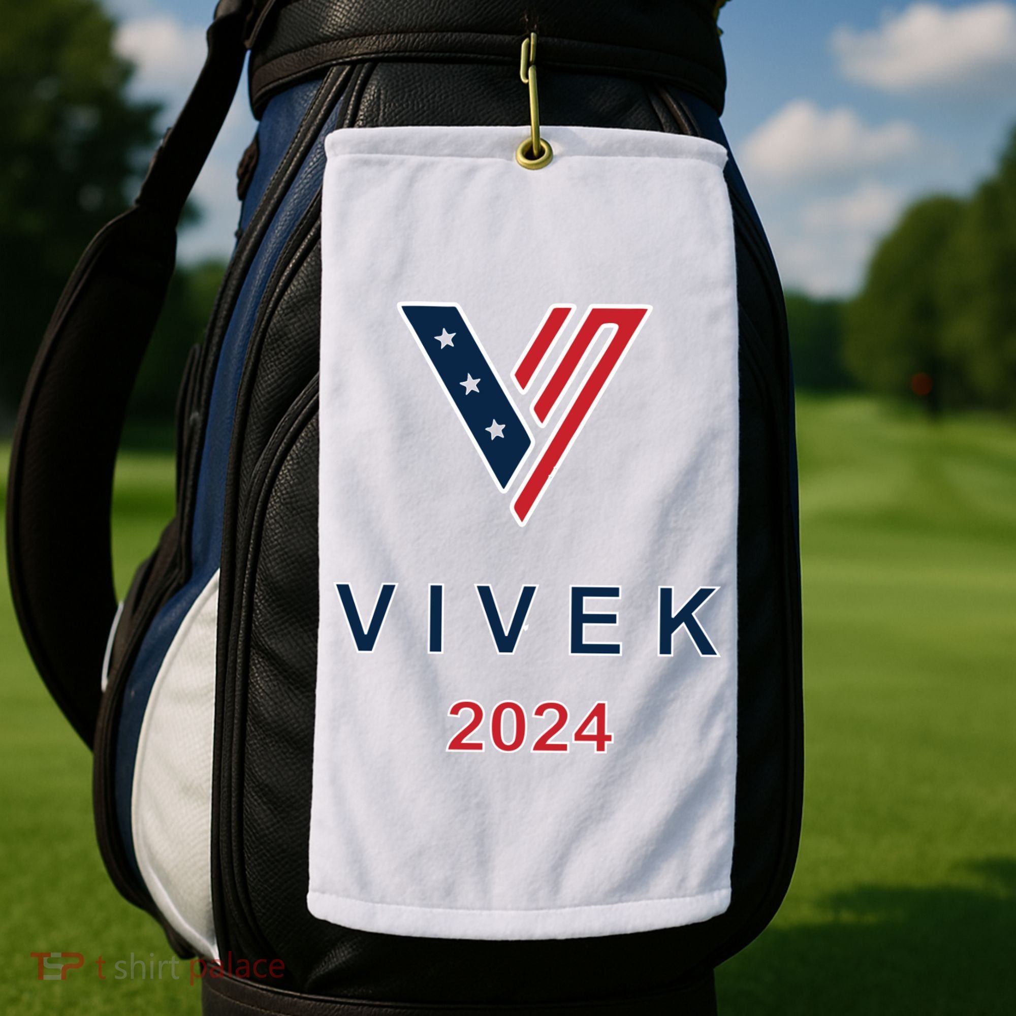 Vivek 2024 Pocket Print Logo Golf Towel
