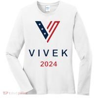Vivek 2024 Pocket Print Logo Women's Long Sleeve Shirt thumb 0