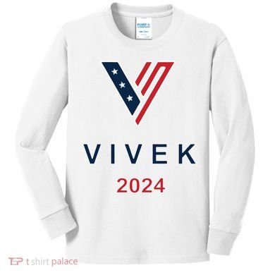 Vivek 2024 Pocket Print Logo Kids Long Sleeve Shirt