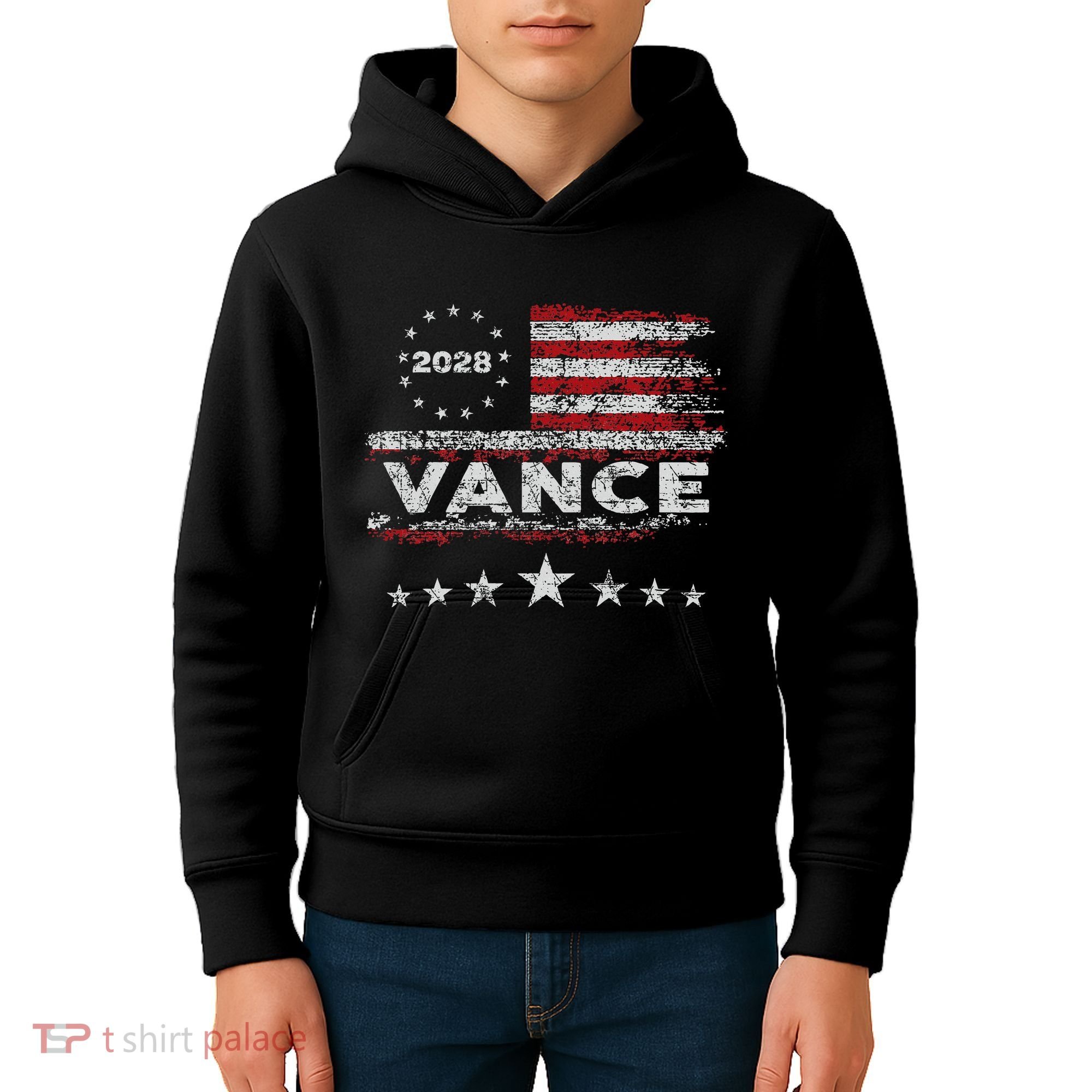 Vance 2028 President Us Flag Kids Hoodie