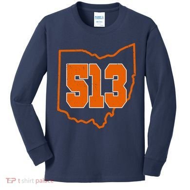 Vintage 513 Cincinnati Ohio Kids Long Sleeve Shirt