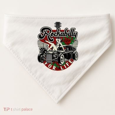 Vintage 50s Rnr Design Rockabilly For Life USA-Made Doggie Bandana