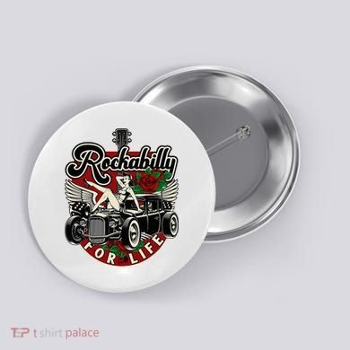 Vintage 50s Rnr Design Rockabilly For Life Button