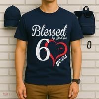 Vintage 60th Birthday Blessed By God, Happy Birthday Gift T-Shirt thumb 6