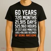 Vintage 60th Birthday Gifts 60 Years Old Anniversary Awesome T-Shirt thumb 3