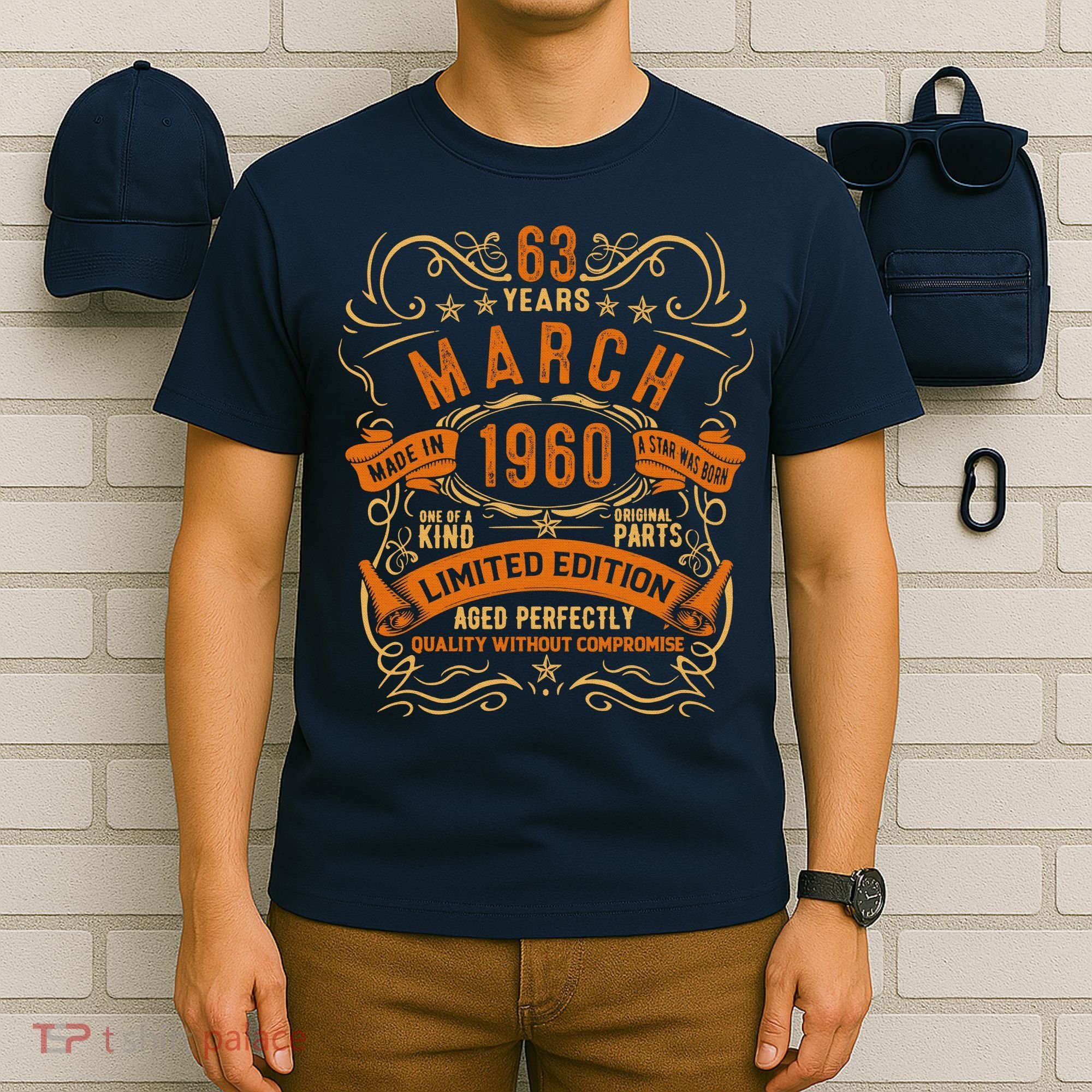 Vintage 63th Birthday March 1960 Birthday T-Shirt