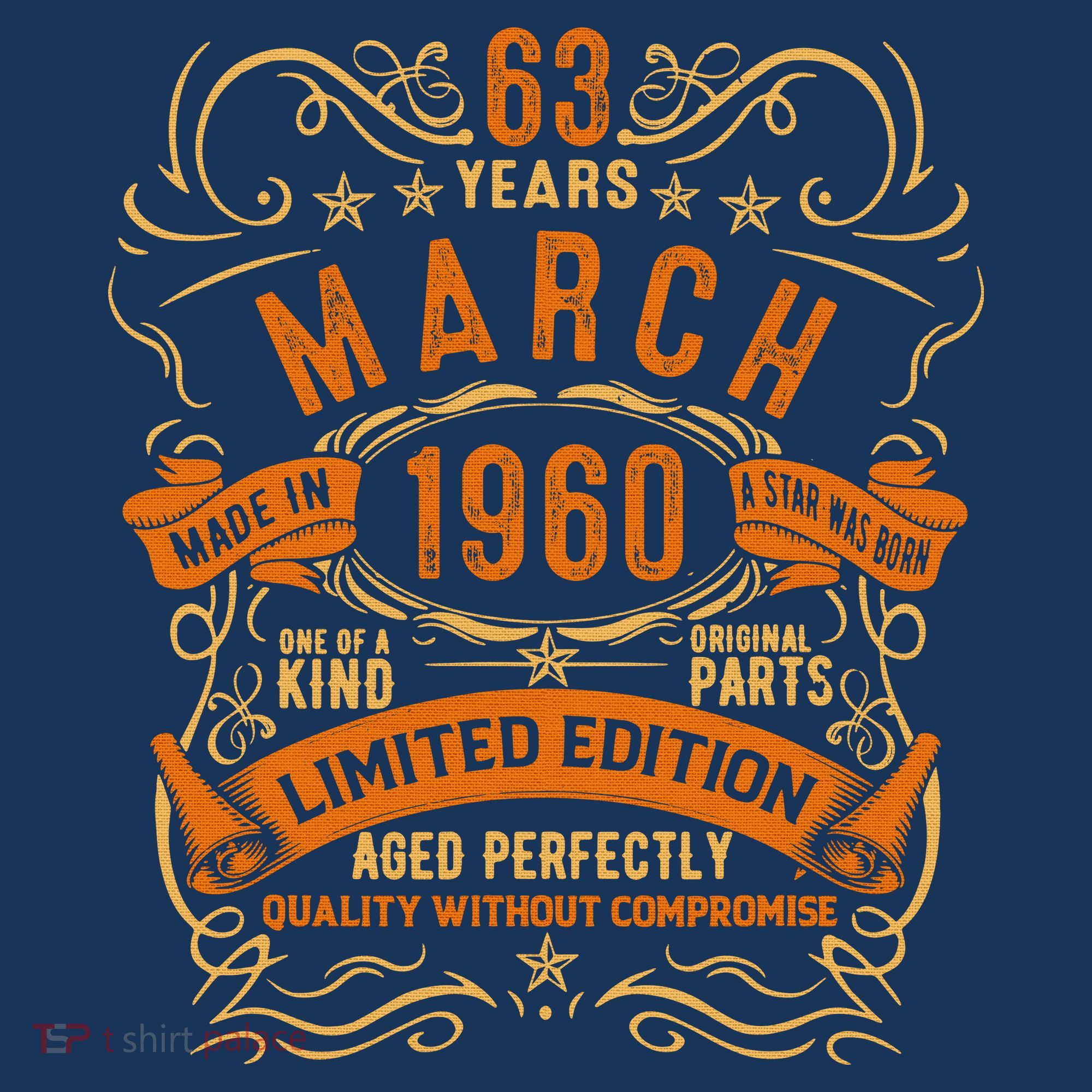 Vintage 63th Birthday March 1960 Birthday T-Shirt