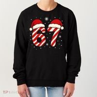 Viral 67 Candy Canes Santa 6-7 Christmas Funny Women's Sweatshirt thumb 0