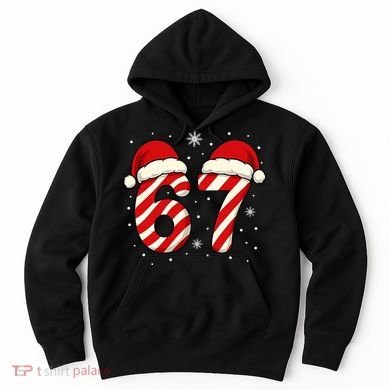 Viral 67 Candy Canes Santa 6-7 Christmas Funny Hoodie