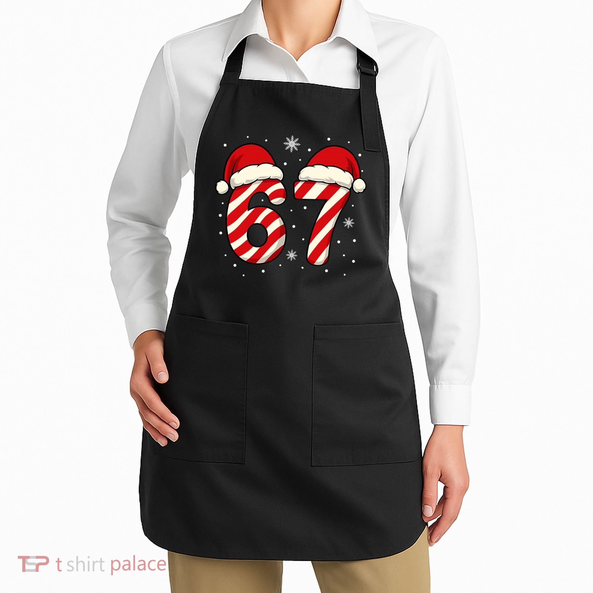 Viral 67 Candy Canes Santa 6-7 Christmas Funny Apron