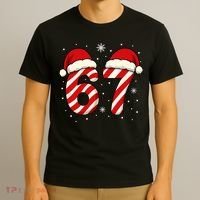 Viral 67 Candy Canes Santa 6-7 Christmas Funny T-Shirt thumb 3