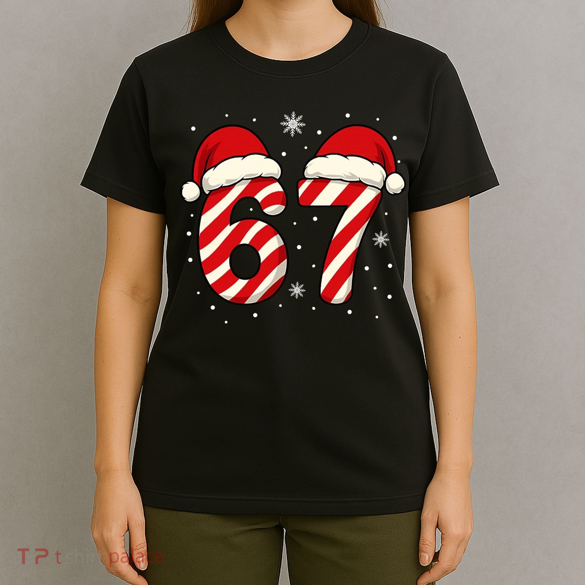 Viral 67 Candy Canes Santa 6-7 Christmas Funny T-Shirt