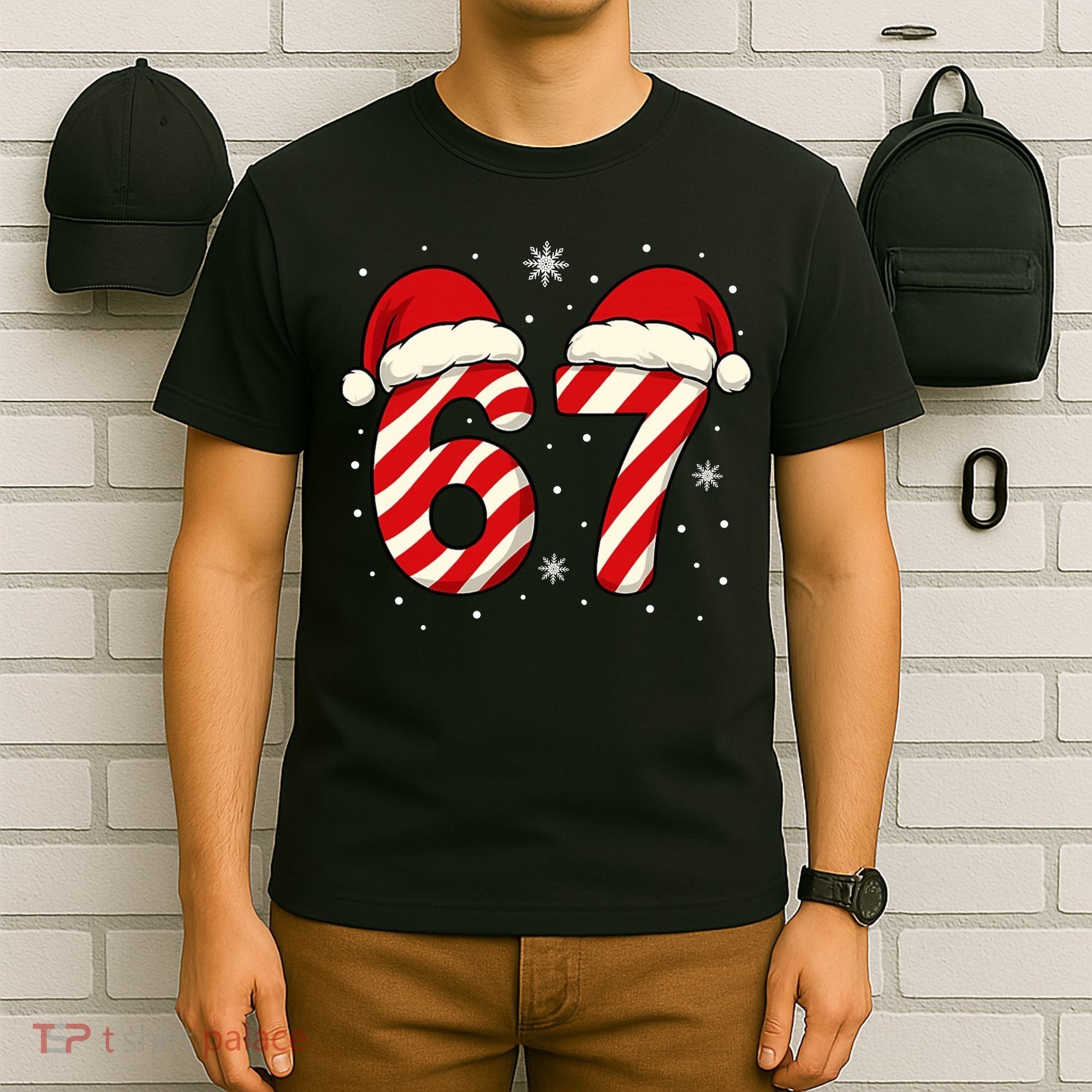 Viral 67 Candy Canes Santa 6-7 Christmas Funny T-Shirt