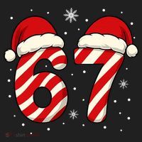 Viral 67 Candy Canes Santa 6-7 Christmas Funny Beanie thumb 2