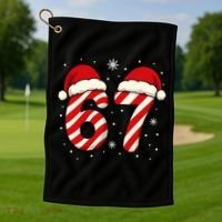 Viral 67 Candy Canes Santa 6-7 Christmas Funny Golf Towel thumb 1