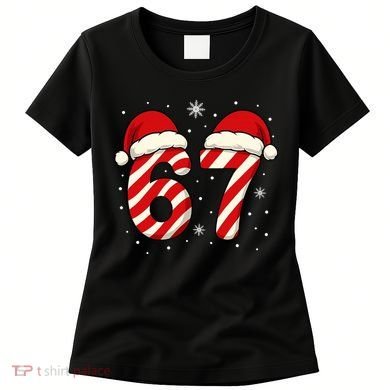 Viral 67 Candy Canes Santa 6-7 Christmas Funny Women's T-Shirt