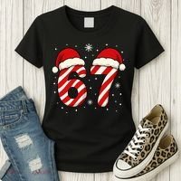 Viral 67 Candy Canes Santa 6-7 Christmas Funny Women's T-Shirt thumb 3