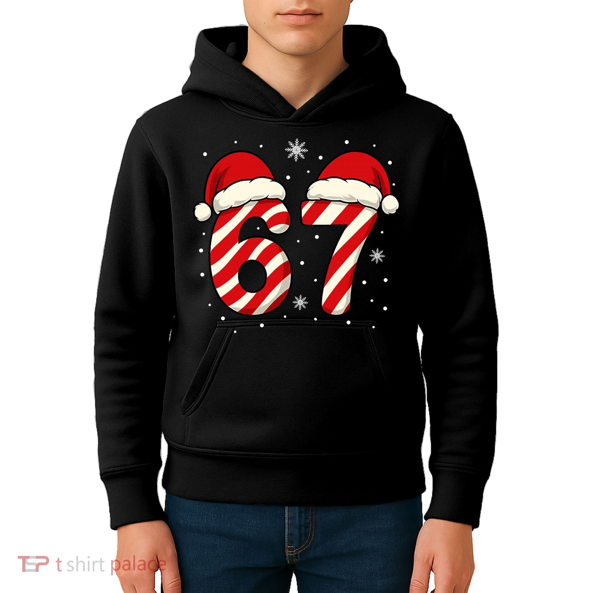 Viral 67 Candy Canes Santa 6-7 Christmas Funny Kids Hoodie