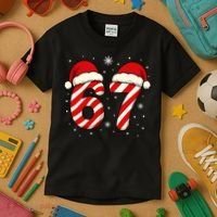 Viral 67 Candy Canes Santa 6-7 Christmas Funny Kids T-Shirt thumb 3