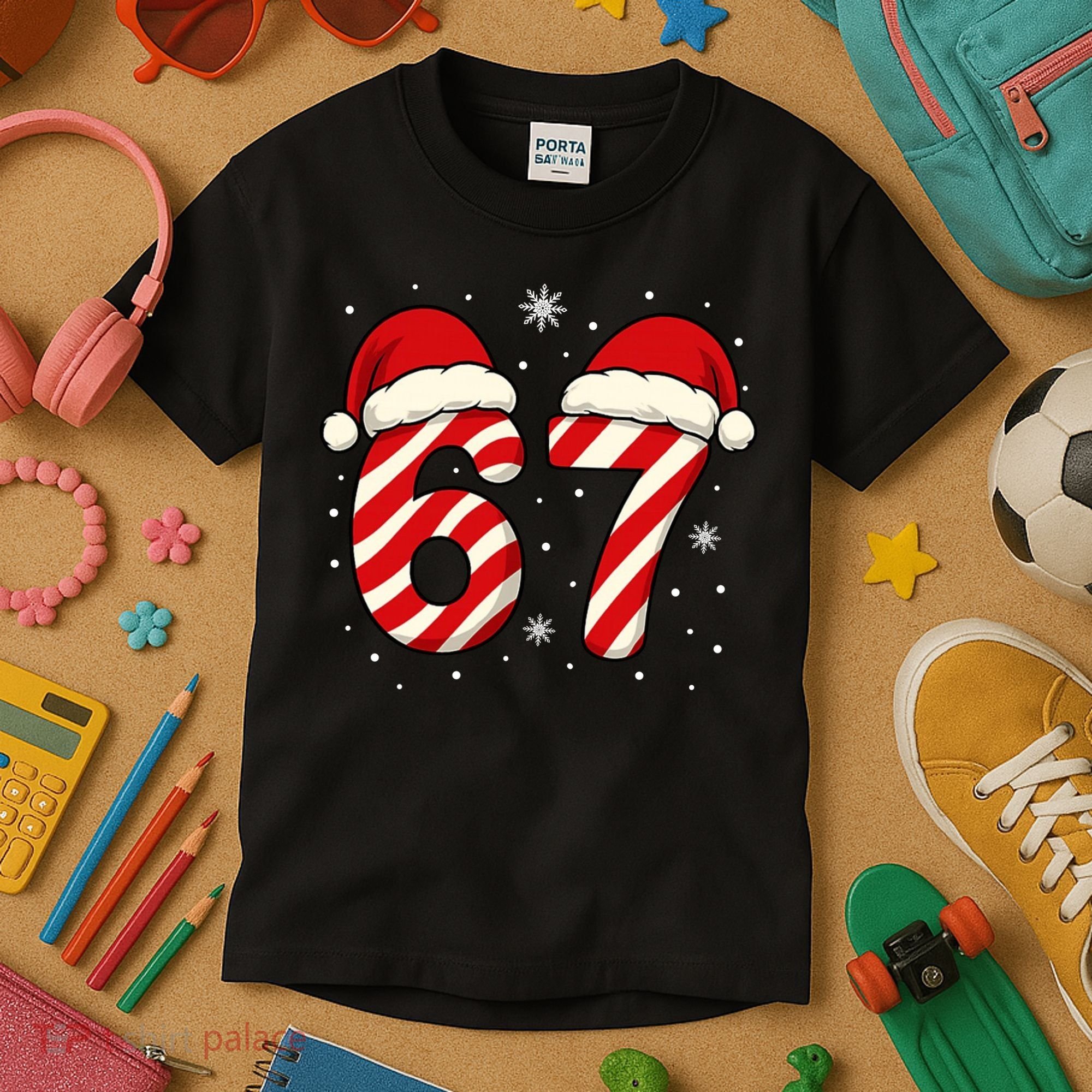 Viral 67 Candy Canes Santa 6-7 Christmas Funny Kids T-Shirt
