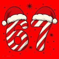 Viral 67 Candy Canes Santa 6-7 Christmas Funny Santa Hat thumb 1