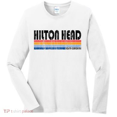Vintage 70s 80s Style Hilton Head South Carolina Women's Long Sleeve Shirt